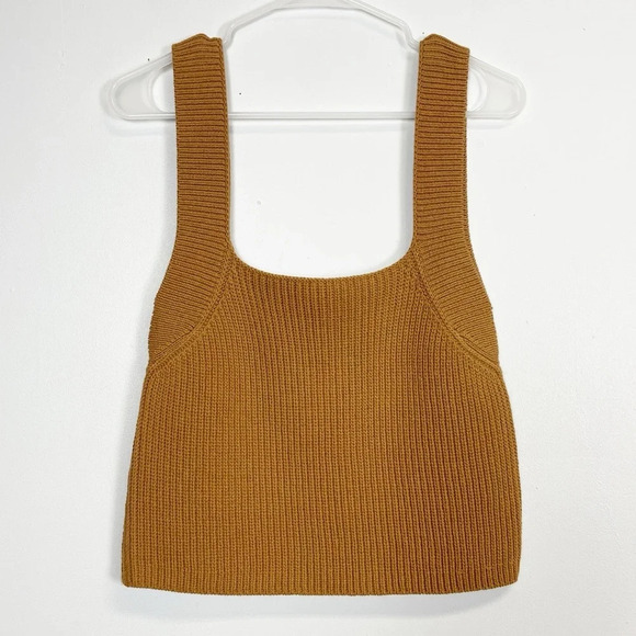NEW Vince Tank Top Womens Large Tan Knit Sleeveless Square Neck NWOT - Picture 1 of 7